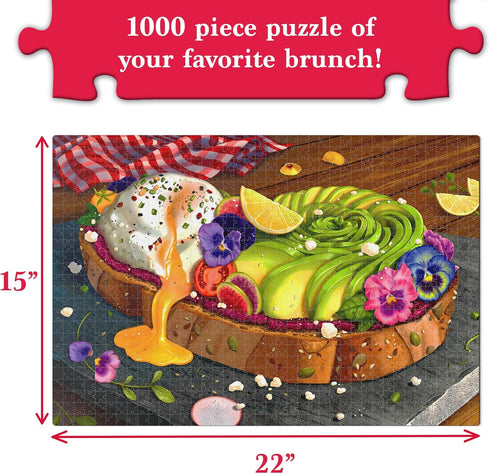 Jigsaw Puzzles for Adults and Families: The Avocado Toast, 1000-Piece Puzzle, Brain-Boosting Fun for Ages 15+, Gifts for Food Lovers (22" x 15")