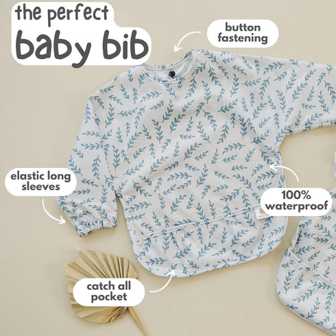 Baby Bib with Sleeves, Long Sleeve Toddler Feeding Apron Bibs for Eating & Lead Weaning, Mess Proof Full Sleeved
