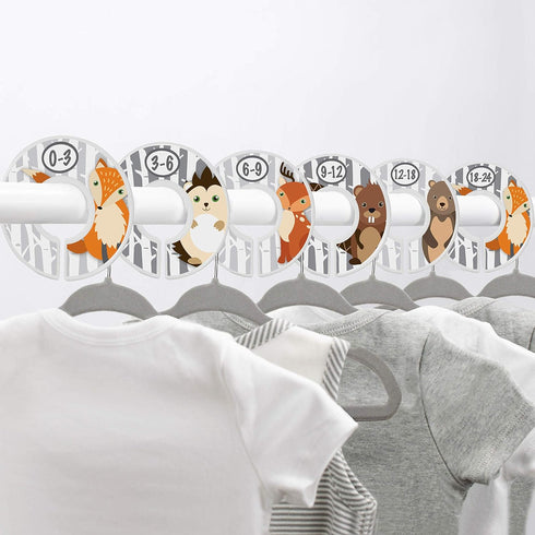 Woodland Nursery Closet Dividers for Baby Clothes - Baby Closet Size Dividers - Fox Deer Bear Hedgehog Decor -