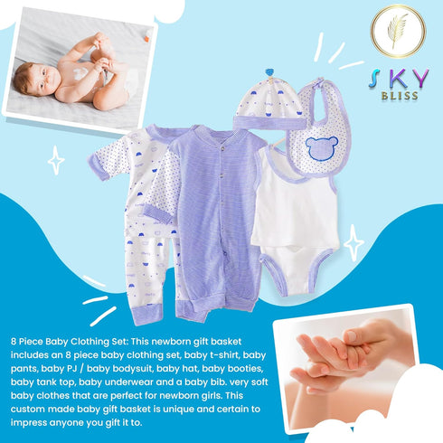 20 Set Set, Sky Bliss Piece Baby Gift (Blue), Newborn Baby Gift Baby Clothes, Teddy Bear, Pacifier, Baby Grooming kit