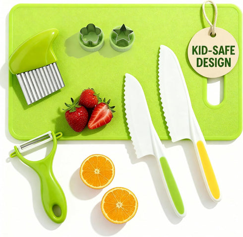 7 Pcs Kids Knife Set for Real Cooking, Toddler Cooking Set Montessori