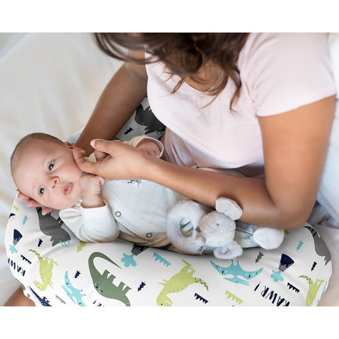 Sweet Jojo Designs Mod Dino Nursing Pillow Cover Breastfeeding Pillowcase for Newborn Infant Bottle or Breast Feeding