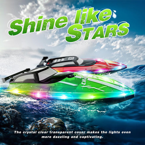 2.4Ghz 8-12,Toy JOI MEW RC Boat with LED Lights for Kids, Remote Control Racing Boats for Water Boat for Pools & Lakes