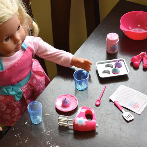 18 Inch Doll Baking Set, 23 Pcs Cookware Set Fits American Girl Doll Furniture, Doll Sized