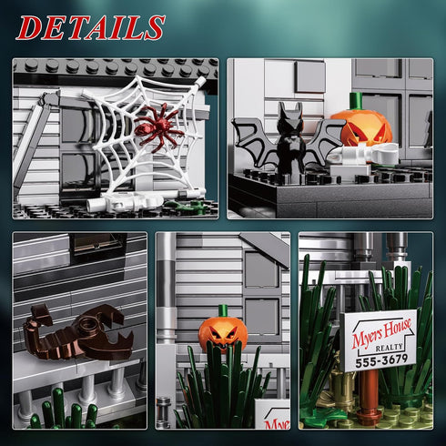 Michael Myers Figure & House Building Blocks Kits - Horror Movie Halloween Collectible Toy (586 Pieces) for Fans