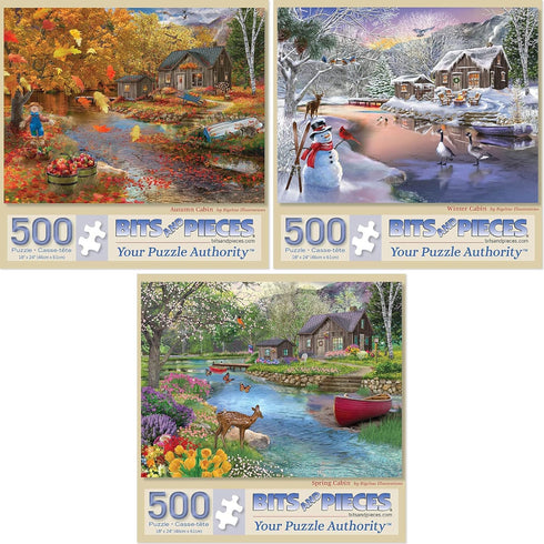 Bits and Pieces Value Set of Three Jigsaw Puzzles for Adults Autumn,