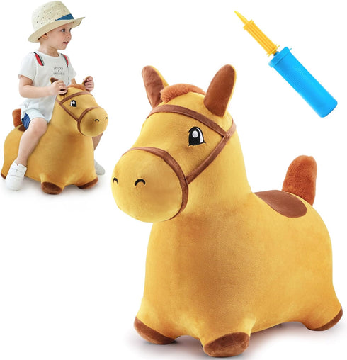 iPlay, iLearn Bouncy Pals Hopping Horse, Toddler Girl Boy Inflatable Bouncing Animal
