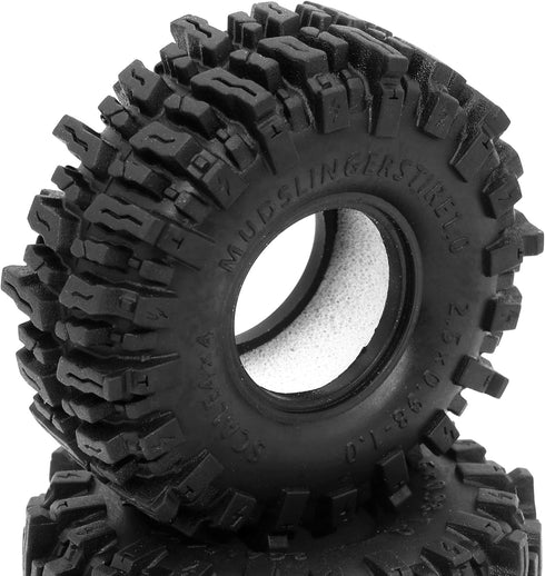 HOBBYSOUL 2pcs 1.0 Mud Slingers Tires 64 * 25mm for RC Crawler 1/24 AX24 SCX24 FCX24 1/18 TRX4M