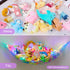 Stuffed Animals Hammock - Kids Toy Storage with LED Light Unicorn Castle Plush Organizer for Nursery