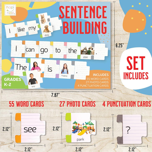 Hapinest Sentence Building Learning Game for Kids - Grammar and Speech Therapy Activities for Kindergarten