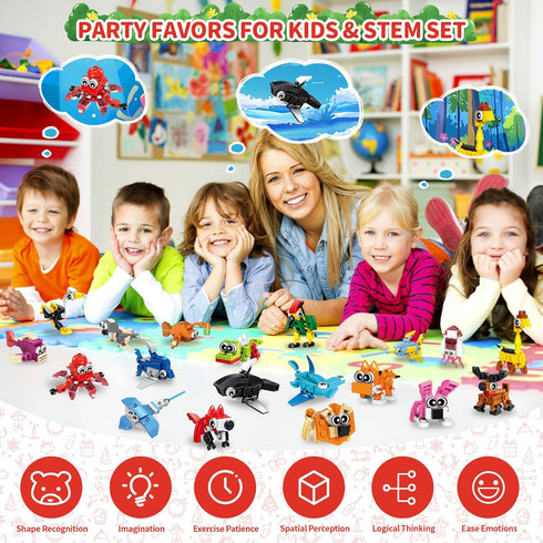 6 8 10 12, 22 Pack Set, Party Favors for Boys Girls Ages Animals Building Block Toy Stocking Stuffers Classroom Prizes