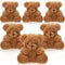 6 Mini Bear Plush Stuffed Animals - 4 Inch Brown Bulk Toys for Baby Shower Party Favors