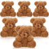6 Mini Bear Plush Stuffed Animals - 4 Inch Brown Bulk Toys for Baby Shower Party Favors