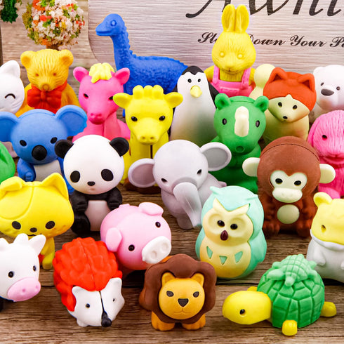 70 pcs Animal Erasers, Desk Pets for Kids, Puzzle Erasers for Classroom Prizes, Party Favors, Easter Egg Stuffers.