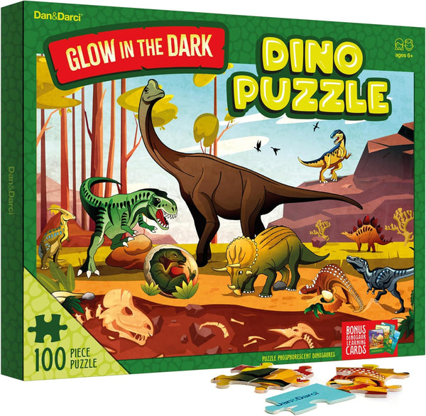 Glow in The Dark 100 Piece Dinosaur Puzzle for Kids - Jigsaw Toys for Boys & Girls Ages 6-8, Dino Gifts