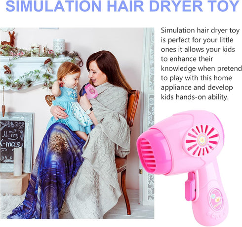 3-7, Playset Toyvian Small Doll Hair Dryer: Pretend Play Play Toy for Girls Hair Dryer Montessori Kitchen Educational