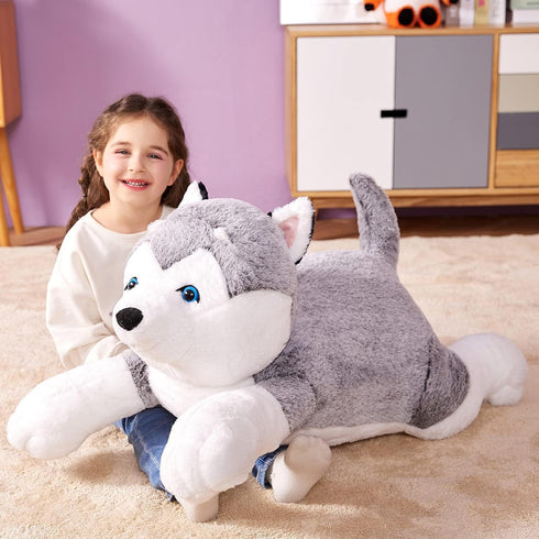 IKASA Giant Husky Stuffed Animal Plush Toy - 30" Large Dog Puppy, Cute Jumbo Soft Fluffy Plushie, Gifts for Kids