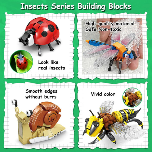 Set,Insect 8 8 KAZI Bugs Building Toy Collection Building Blocks Including Different Bug,STEM Toys for Kids Age