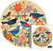 1000 Pieces Vintage Bird Puzzles for Adults - Round Flower Jigsaw Puzzle