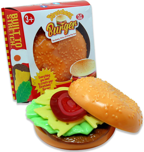 Stretcheez Hamburger Play Food for Kids, Stretchy Pretend Food & Toppings, Mix & Match Sets for Role Play