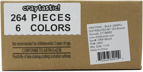 (264) (6 D-4236 Craytastic! Premium Bulk Crayons Colors) for Schools, Classrooms, Restaurants, Offices, Crafts and More