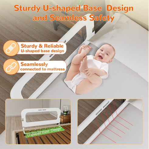 32" Bed Guard Rail for Toddlers - Adjustable Heights & Folding up Portable Bed Railing for Baby - Toddler Bed Rails