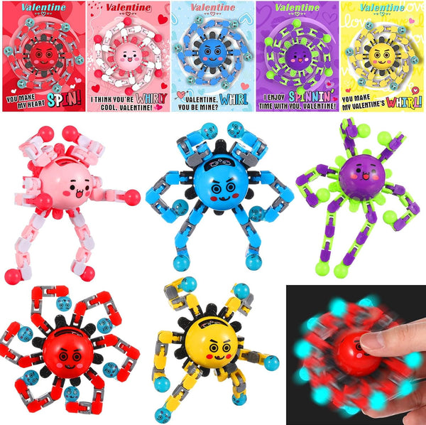 ShinyRelief 25 Pcs Valentine's Day Gifts for Kids Valentine Cards with Finger Fidget