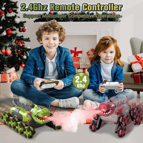 8 2.4Ghz 360 5-7 8-12, 4-6 Wheels Dinosaur Transform RC Stunt Car - Remote Control Dinosaurs Monster Truck