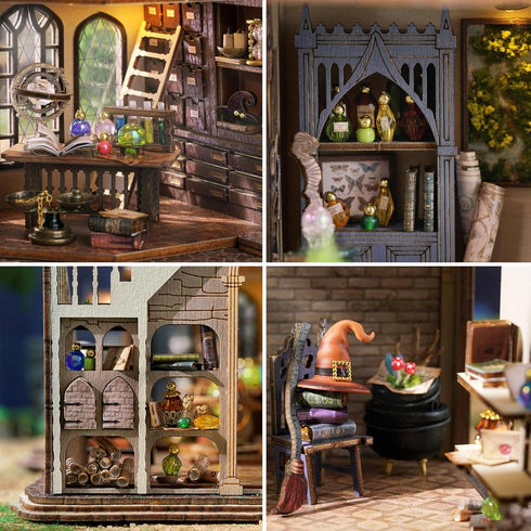 Spilay DIY Miniature Dollhouse Wooden Furniture Kit, Handmade Modern Model with Dust Cover, 1:24 Scale