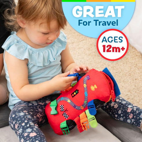 Buckle Toys Bullet Racecar, Develop Fine Motor Skills, Sensory Learning Activity for Toddlers