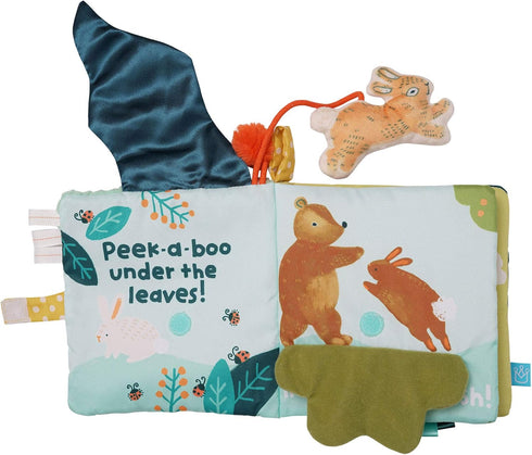Manhattan Toy Peek-a-Boo Soft Crinkle Book with Tethered Bunny - Baby & Toddler Activity
