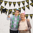 Blulu 5 Pack 50th Birthday Party Pennant Banner - Black Golden 50 Years Triangle Flag Party Accessory