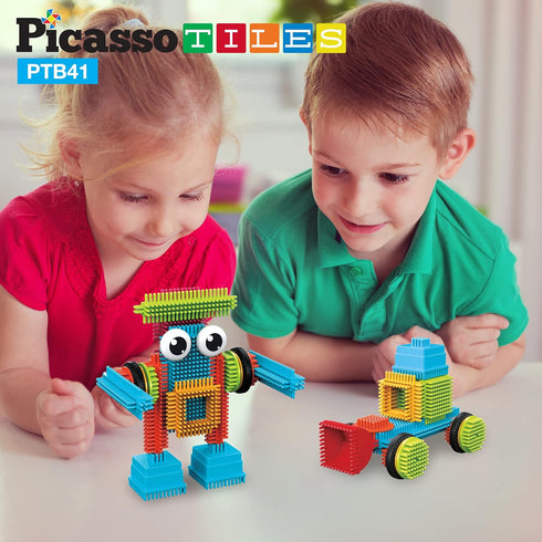Picasso Toys 41pc Hedgehog Block Building Set - Construction Toy with IdeaBook, STEM Educational Kit
