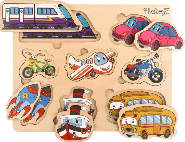 Wooden Puzzles for Kids - Ideal Transport - Travel Wooden Toys for 1+ Year Old - Montessori Educational Toys