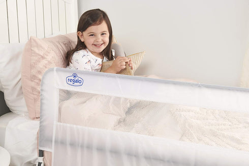 Regalo Hideaway Bed Rail Guard - 54-Inch Extra Long with Reinforced Anchor Safety