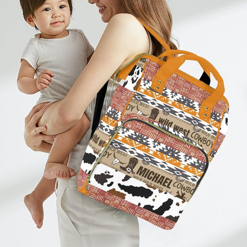 Noverbibi Mommy Daypack, Custom Diaper Bag - Personalized Cowboy Baby Bag with Name, Tote Gift