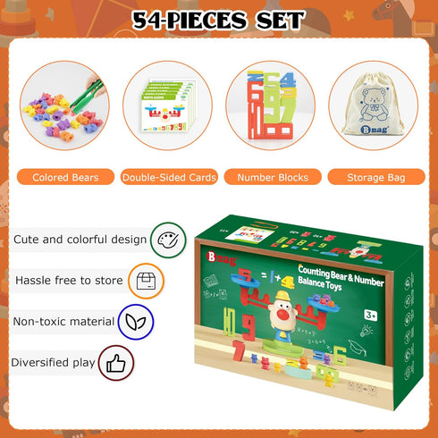 Bmag Balance Math Toys, 3 in 1 Counting, Stacking, and Balancing Game for Kids, STEM Educational Activities