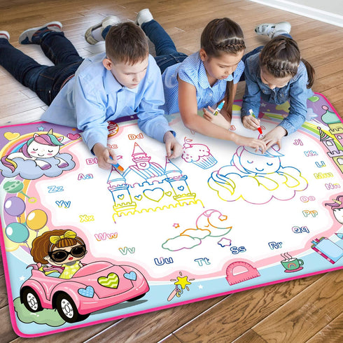 2 3 4 5 6 7 8 9 Water Doodle Mat- Kids Painting Writing Doodle Board Toy - Color Drawing Mat Bring Magic Pens