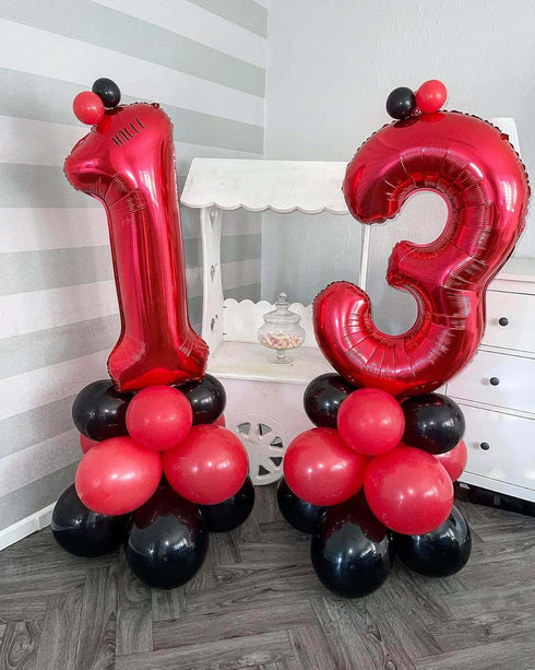 40 Inch Red 13 Number Balloons, Giant 13 or 31 Balloons for Birthday Anniversary Party Decorations