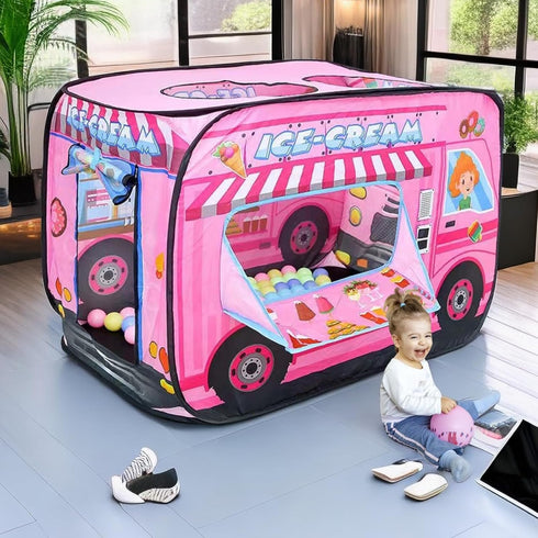 2-3 3+,Kid Pop Up Tent Kids:Ice Cream Truck Tent,Pop Up for Kids,Kids Play Without Installation,Suitable