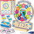 Coogam Wooden Clock Teaching Time Toy, Analog Digital Clock with Fly-Telling Time