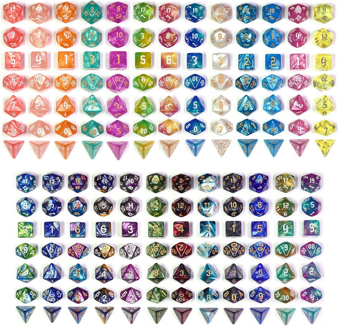 DND Dice Sets - 175Pcs Polyhedral D&D Dice with 4 Leather Bags for Role-Playing Games (25 Sets)