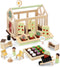 PairPear Flower Garden Toy Greenhouse Playset, Toddlers Wooden Dollhouse Garden Toys, Pretend Play Food Set for 3 Years
