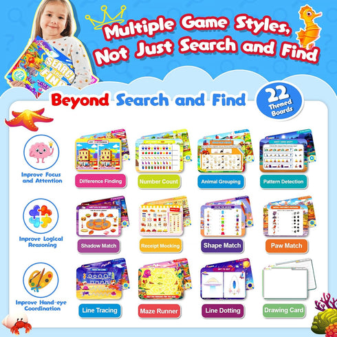 3-8, Baobrava Search and Find Game Books - Preschool Learning Activities for Kids Age Travel Games for or Road Trip Car