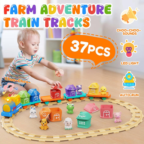 1-2-3, Set 2-4 1 2 3 Counting 1 2 3 Toddler Boy Girl Toys Train for Toddlers with Music & Light, Toys for Year Old Boy