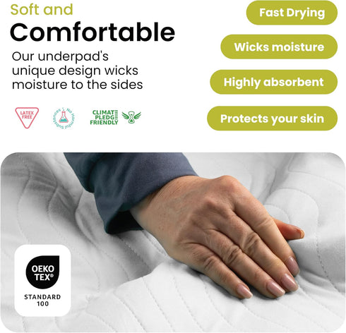 (2 Pack 34x52) IMPROVIA Washable Underpads, Heavy Absorbency Reusable Incontinence Pads for Kids, Adults, Elderly