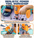 (32.5 Inches Set 2-in-1 Toolbox, 3-5, Lehoo Castle Kids Tool Bench Tall), Toddler Tool with Electric Drill, Workbench