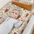 Highland Cow Boho Floral Changing Pad Cover for Baby Girls, Soft Stretchy Fitted Diaper Change Table Covers 32"/34" x