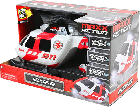 Sunny Days Entertainment Maxx Action Large Helicopter - Lights and Sounds Vehicle with Motorized Turbine and Spinning