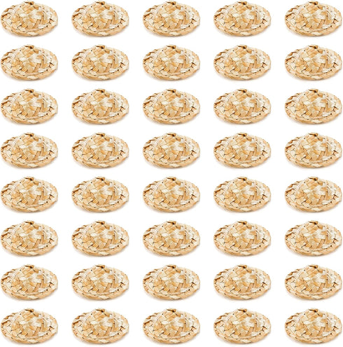 40 Pieces Mini Straw Hats, Tiny Cowboy Hats for Mini Dolls, 2 Inch Straw Hats for Crafts & Decorations